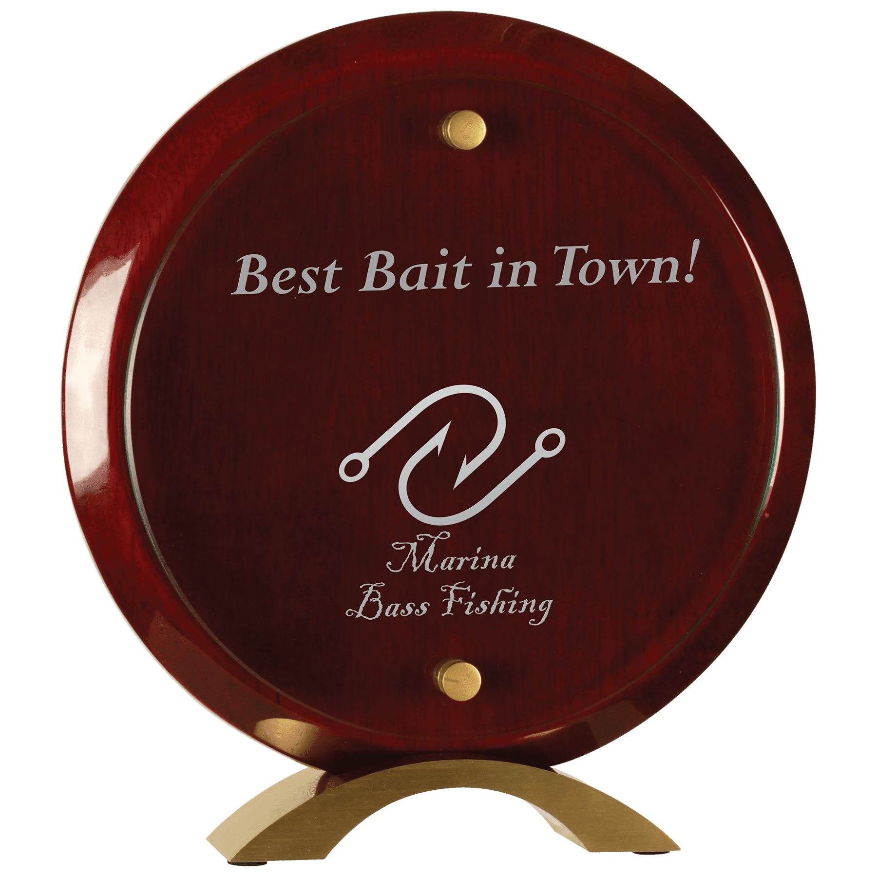 8.5" Round Rosewood Piano Finish Floating Acrylic Standup