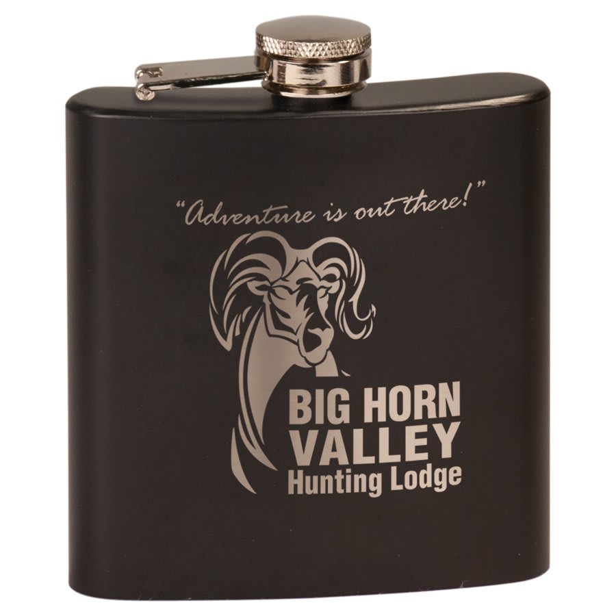 6 oz. Matte Black Stainless Steel Flask