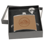 6 oz. Leather Flask Set in Black Presentation Box