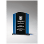 Clear Glass w/Blue/Black Background Upright and Black Base