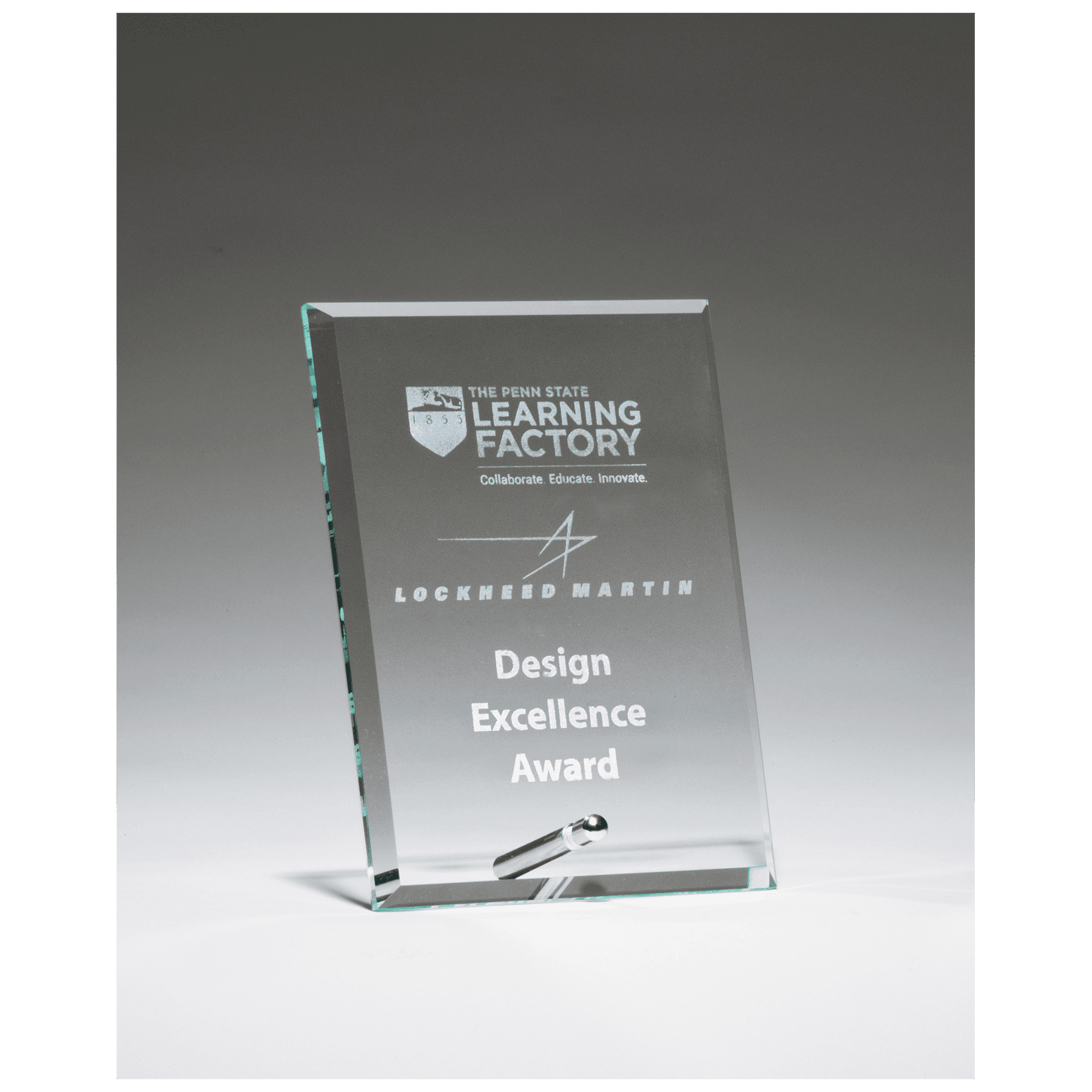 6" x 8" Clear Glass Award with Silver Plated Easel Post
