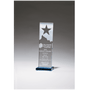 Clear Glass Award w/Star and Mountain Peak on Blue Base