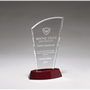 Sail Clear Glass Award w/High Gloss Rosewood Finish Base