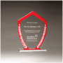 5.9" x 8.1" Shield Glass Award w/Red Border & White Leaves