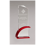 3.9" x 8.5" x.5" Thick Red Clear Glass Award