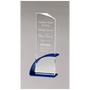 3.9" x 8.5" x.5" Thick Blue Clear Glass Award
