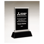 Rectangular Black Glass Award w/Black Piano Finish Base