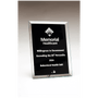 Clear Glass Plaque w/Painted Black Background, Silver Post