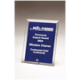 Clear Glass Plaque w/Painted Blue Background, Silver Post