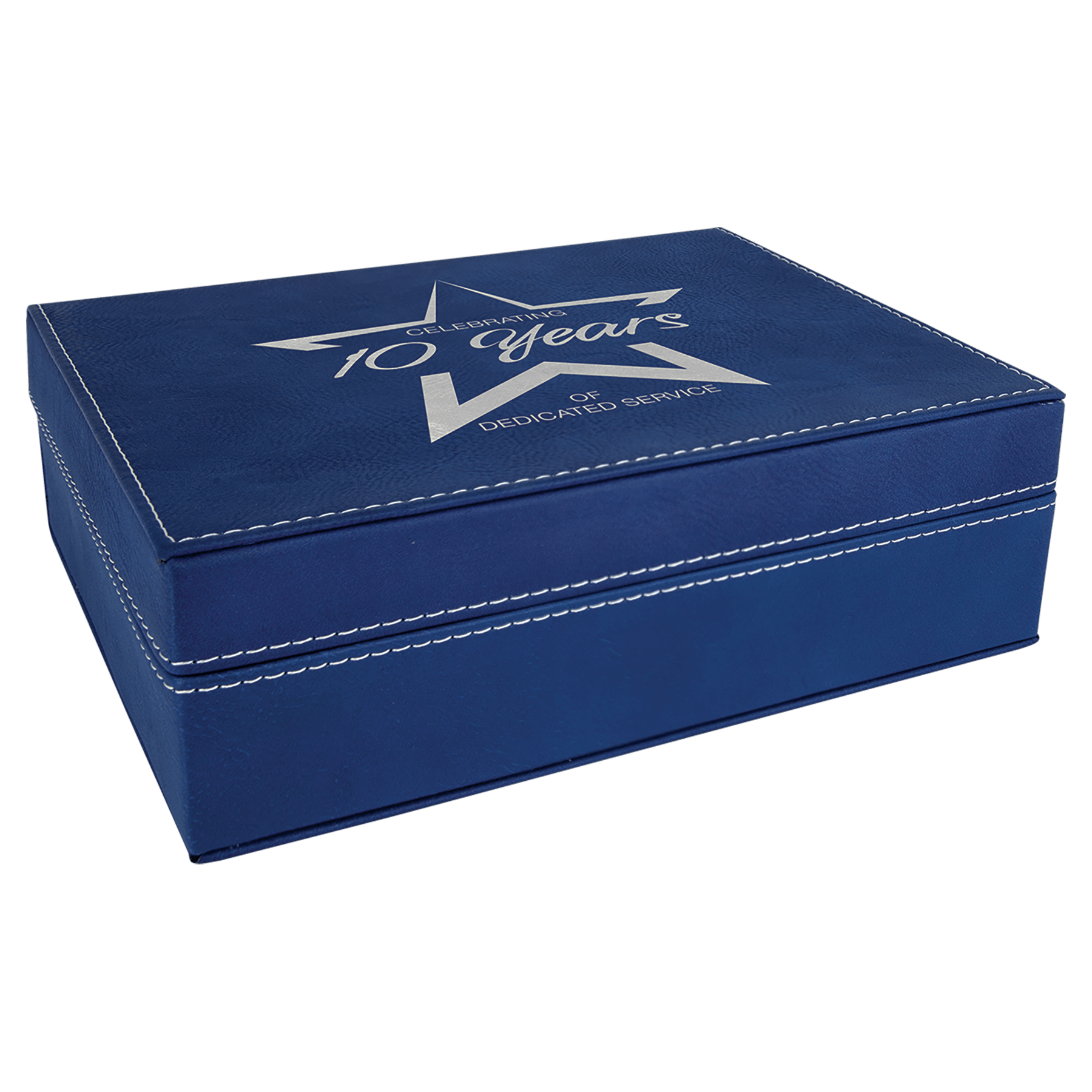 8" x 6.4" Blue/Silver Leatherette Premium Gift Box