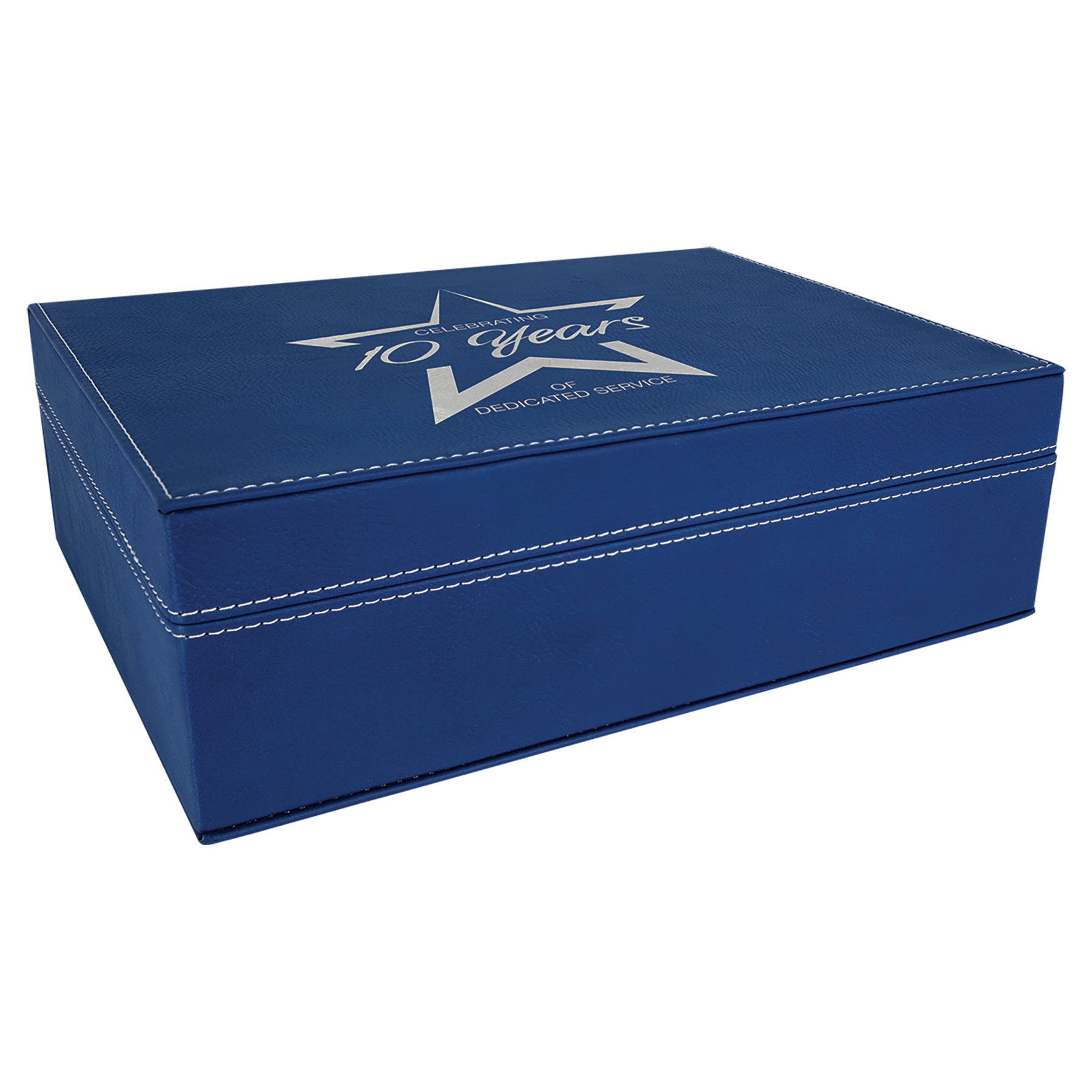 10.25" x 7.5" Blue/Silver Leatherette Premium Gift Box