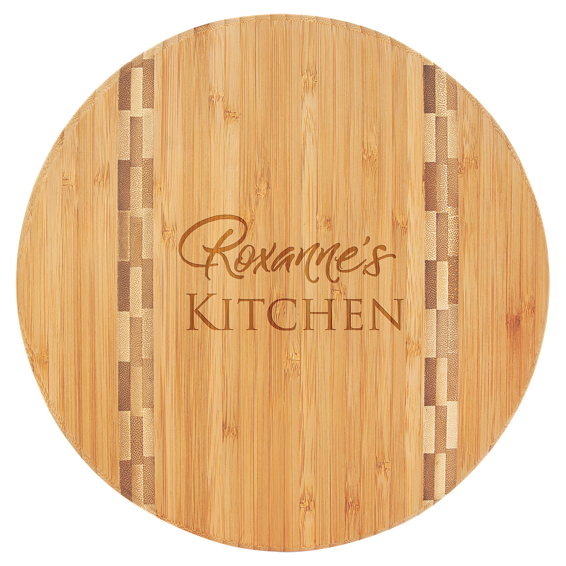 9.75" Round Bamboo Cutting Board with Butcher Block Inlay
