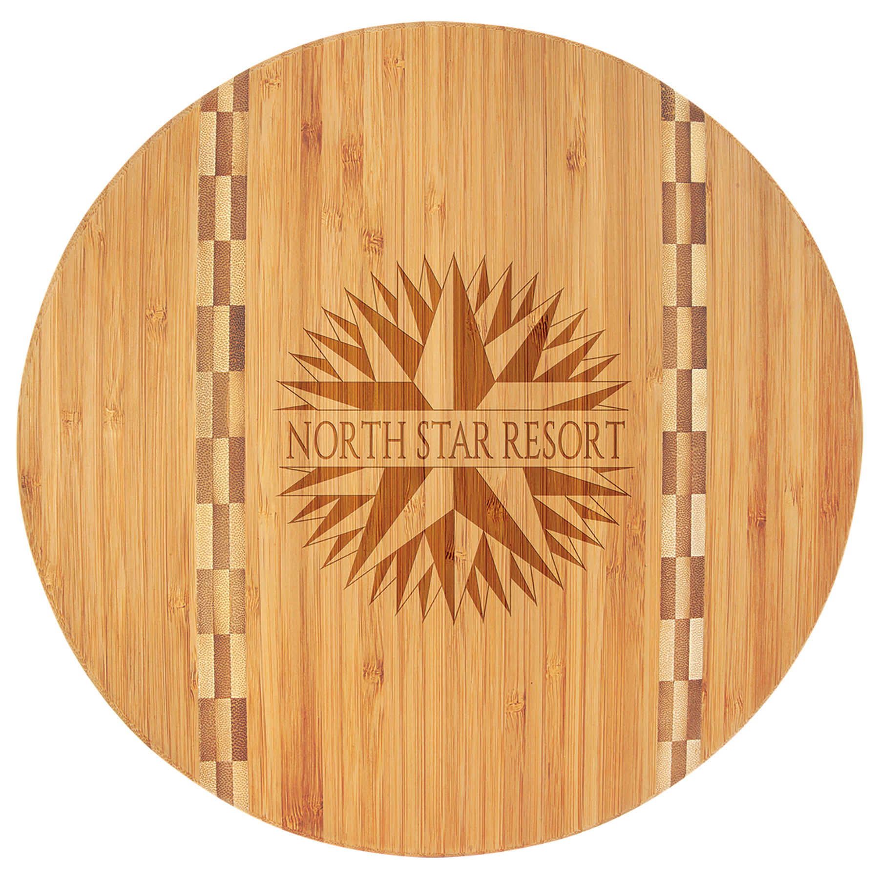 11.75" Round Bamboo Cutting Board with Butcher Block Inlay