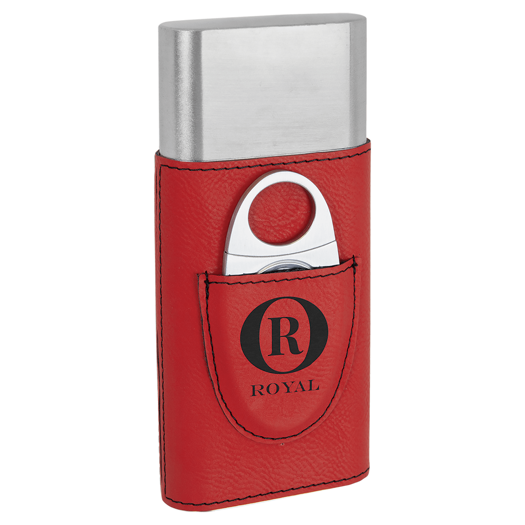 Red Leatherette Cigar Case with Cutter