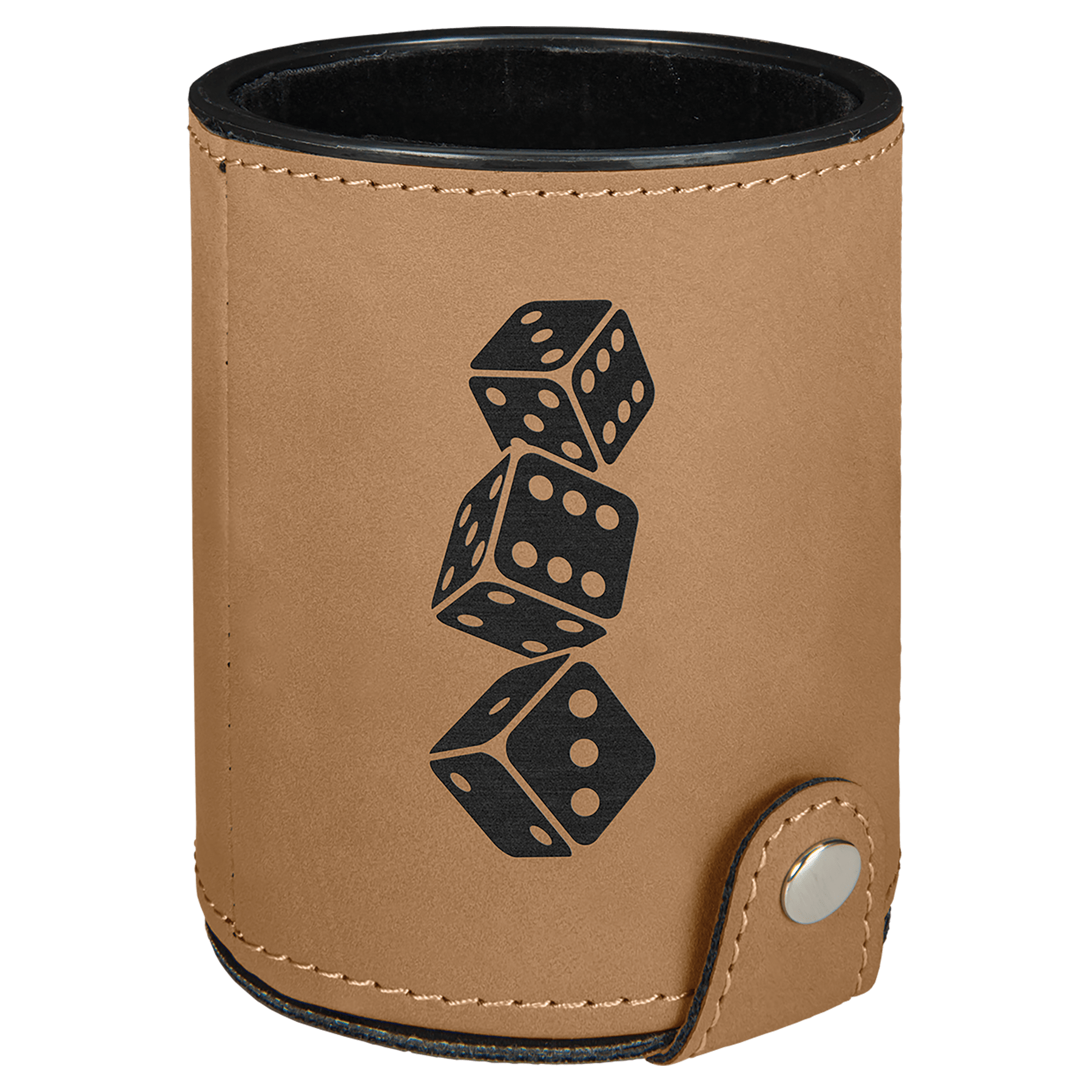 Light Brown Leatherette Dice Cup with 5 Dice