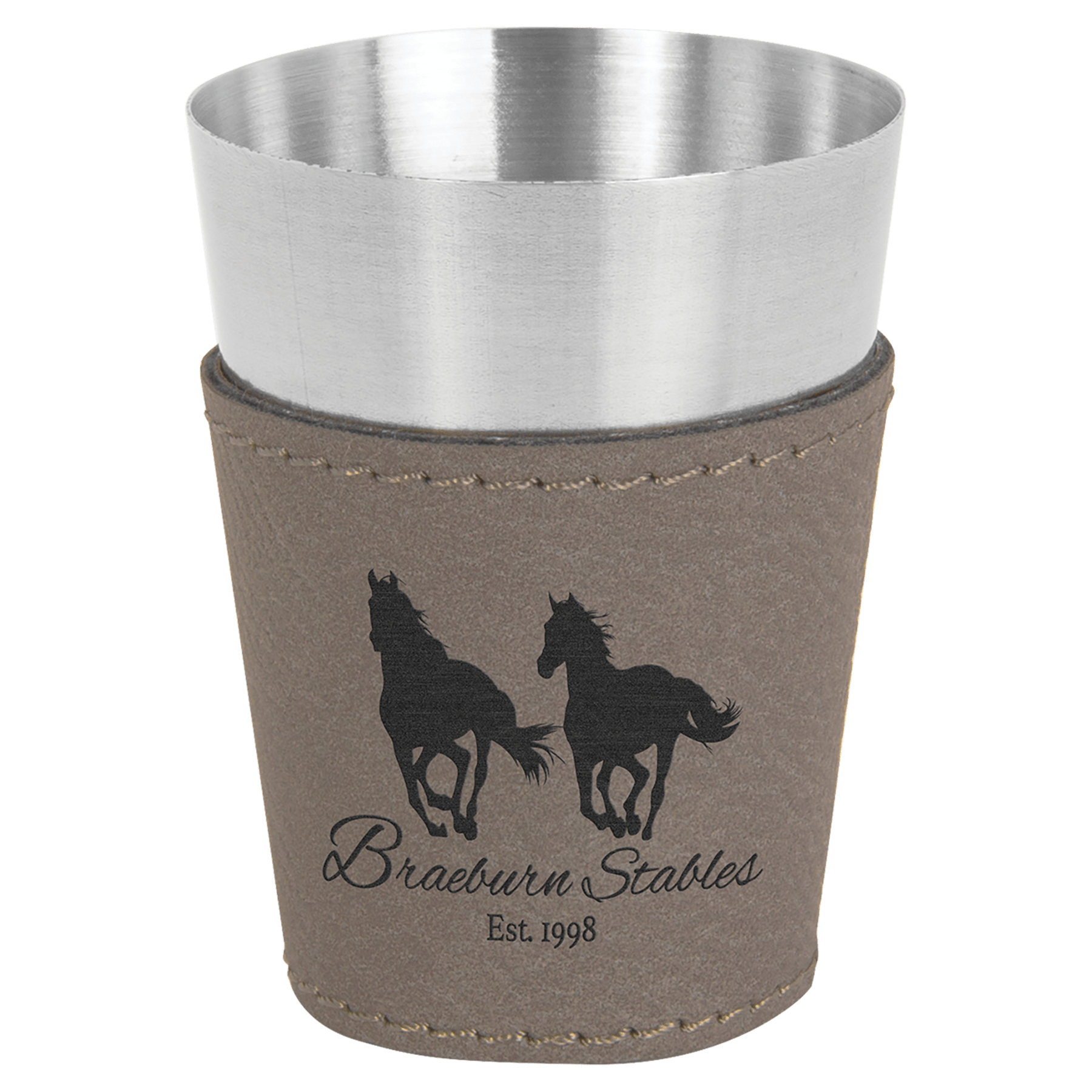 2 oz. Gray Leatherette & Stainless Steel Shot Glass