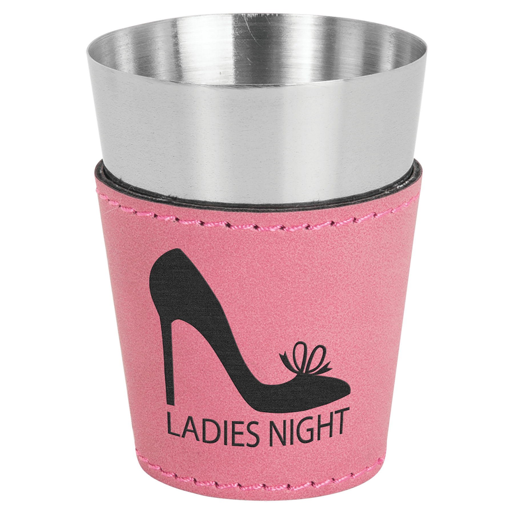 2 oz. Pink Leatherette & Stainless Steel Shot Glass