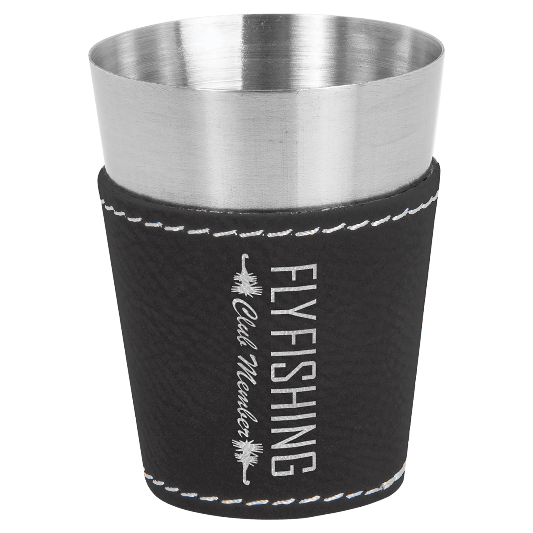 2 oz. Black/Silver Leatherette & Stainless Steel Shot Glass