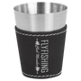 2 oz. Black/Silver Leatherette & Stainless Steel Shot Glass