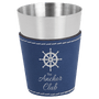 2 oz. Blue/Silver Leatherette & Stainless Steel Shot Glass