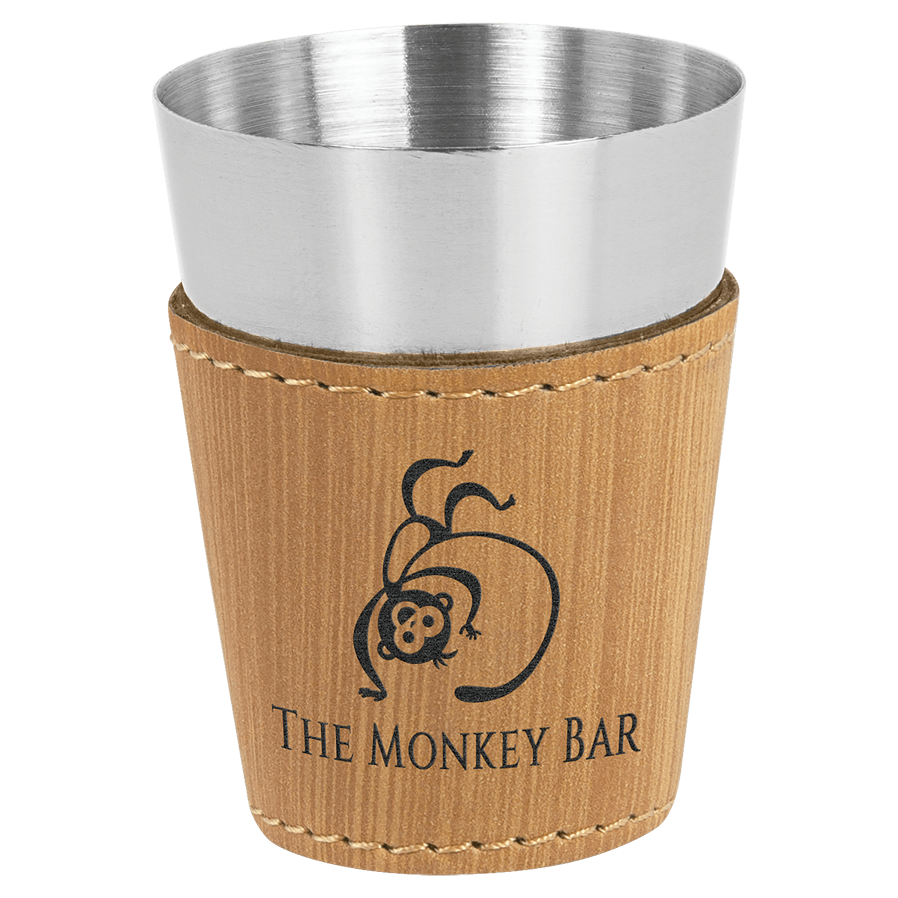 2 oz. Bamboo Leatherette & Stainless Steel Shot Glass
