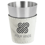 2 oz. White Marble Leatherette & Stainless Steel Shot Glass
