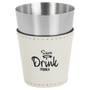 2 oz. White Leatherette & Stainless Steel Shot Glass