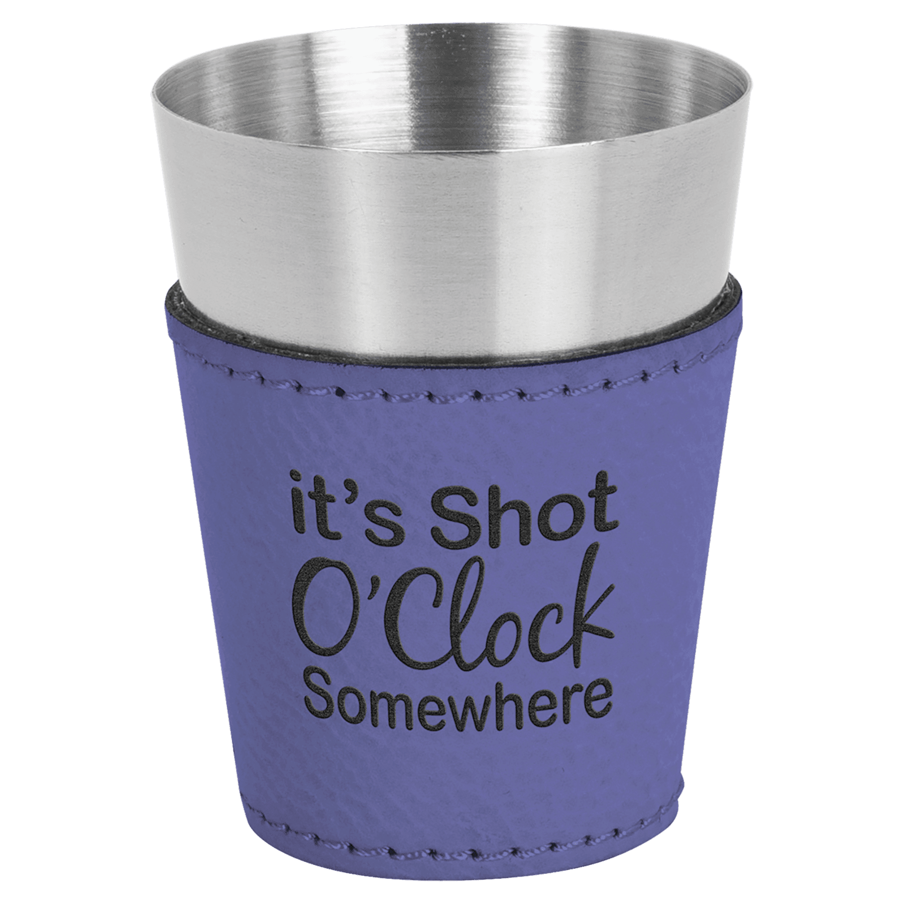 2 oz. Purple Leatherette & Stainless Steel Shot Glass
