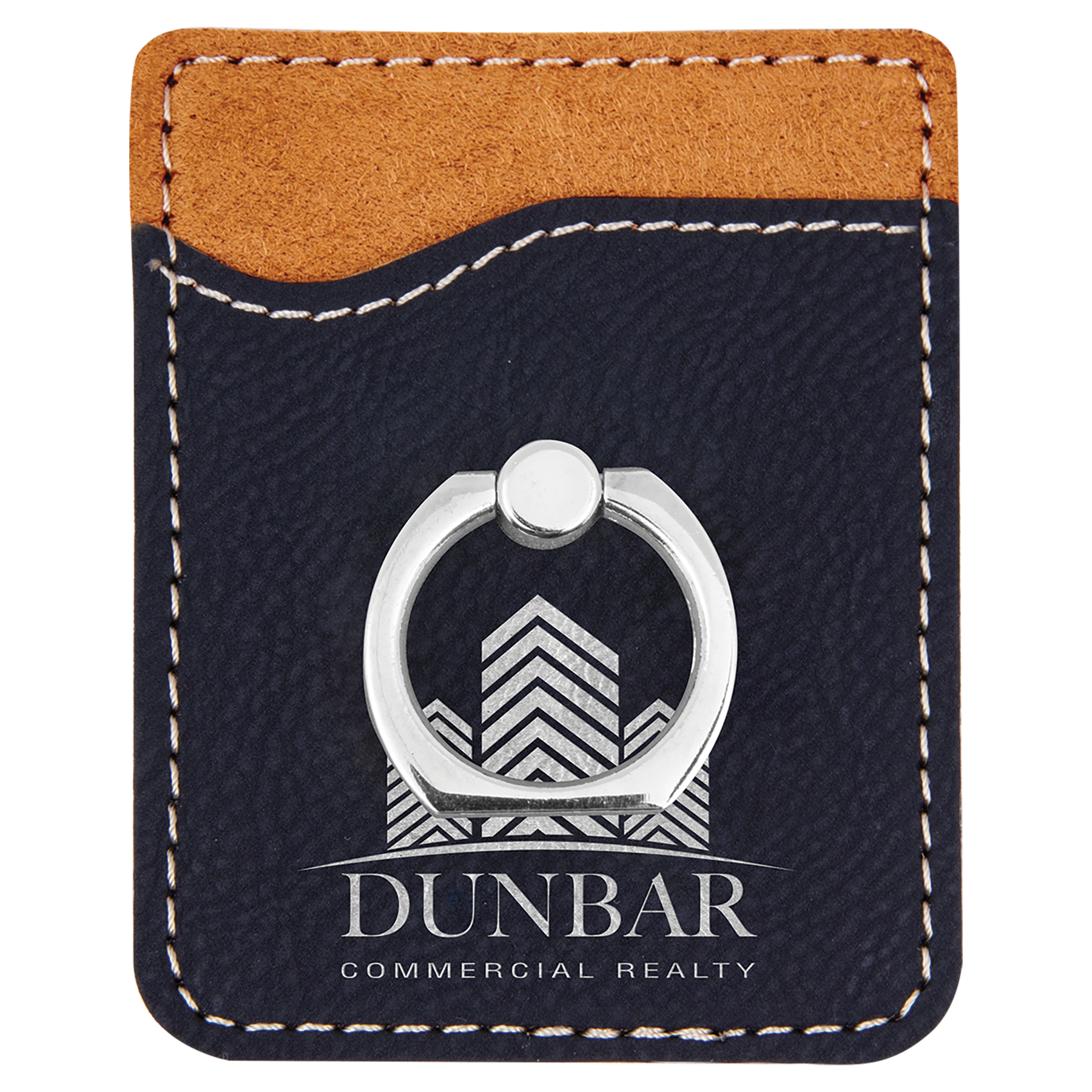Black/Silver Leatherette Phone Wallet with Silver Ring