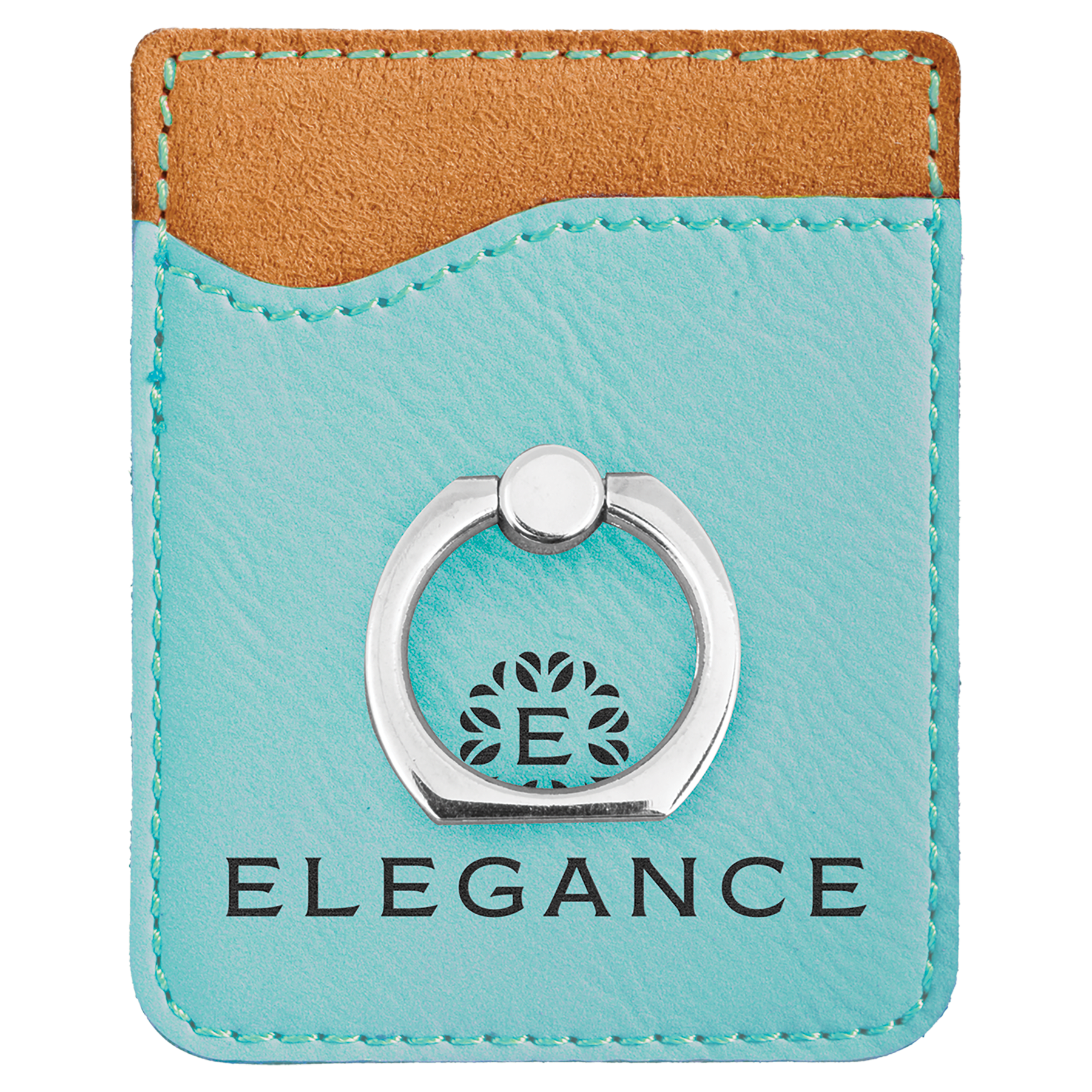 Teal Leatherette Phone Wallet with Silver Ring