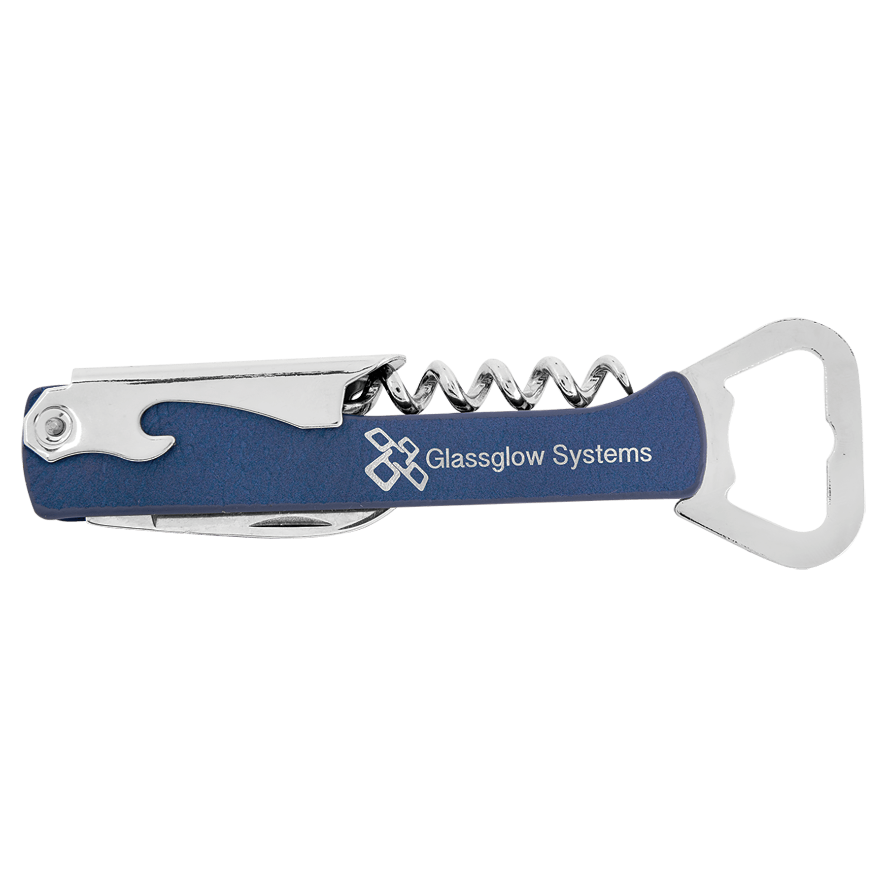Blue/Silver Leatherette Wine Bottle Opener