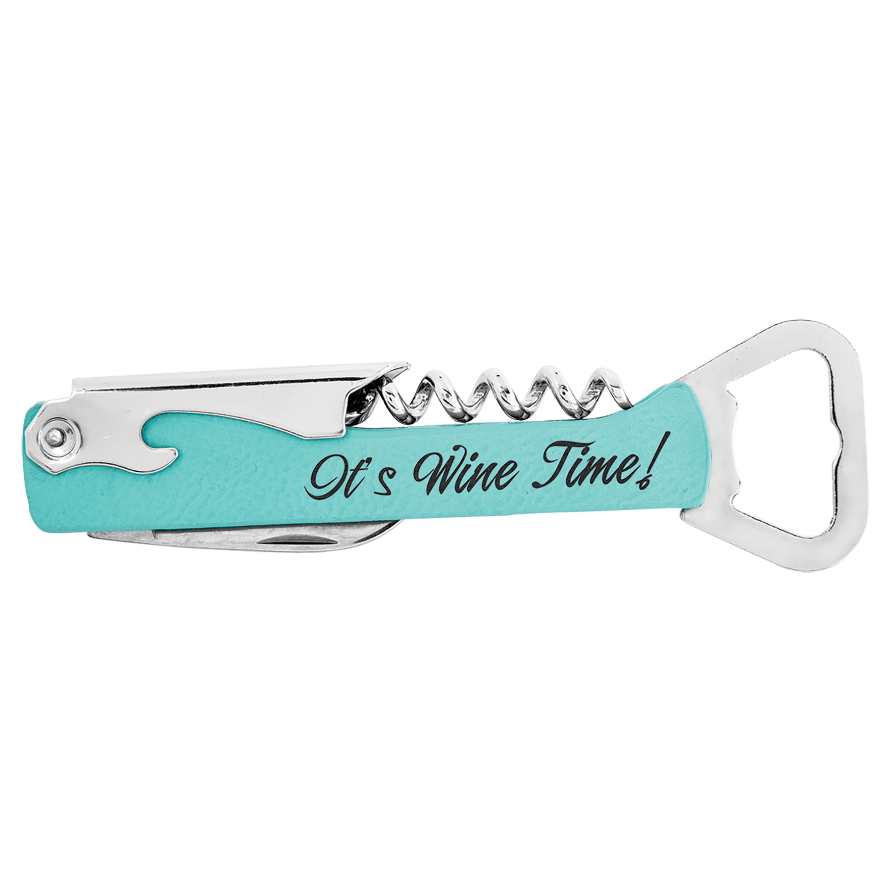 Teal Leatherette Wine Bottle Opener