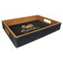 16" x 12" Black/Gold Leatherette Serving Tray