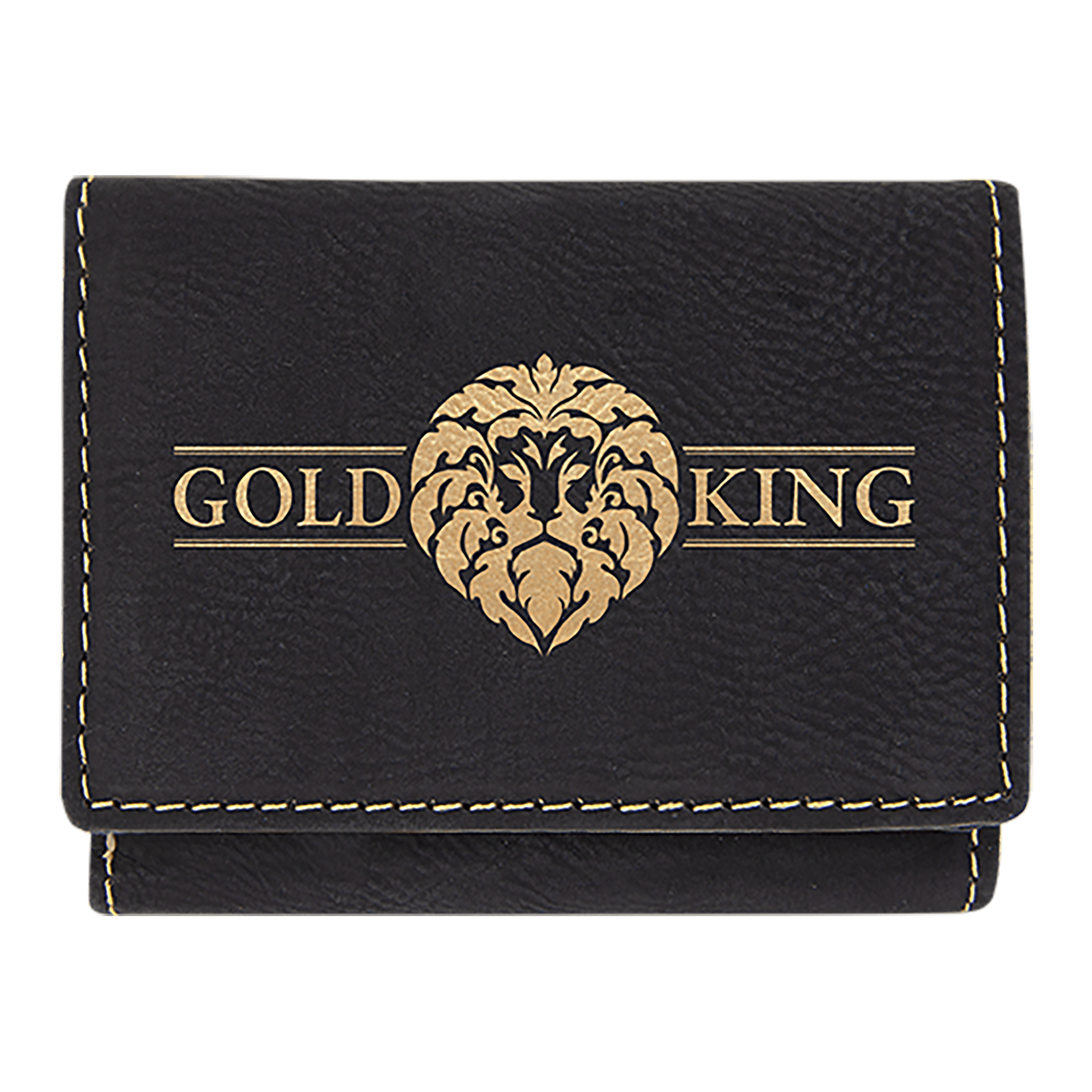 3" x 4" Black/Gold Leatherette Trifold Wallet