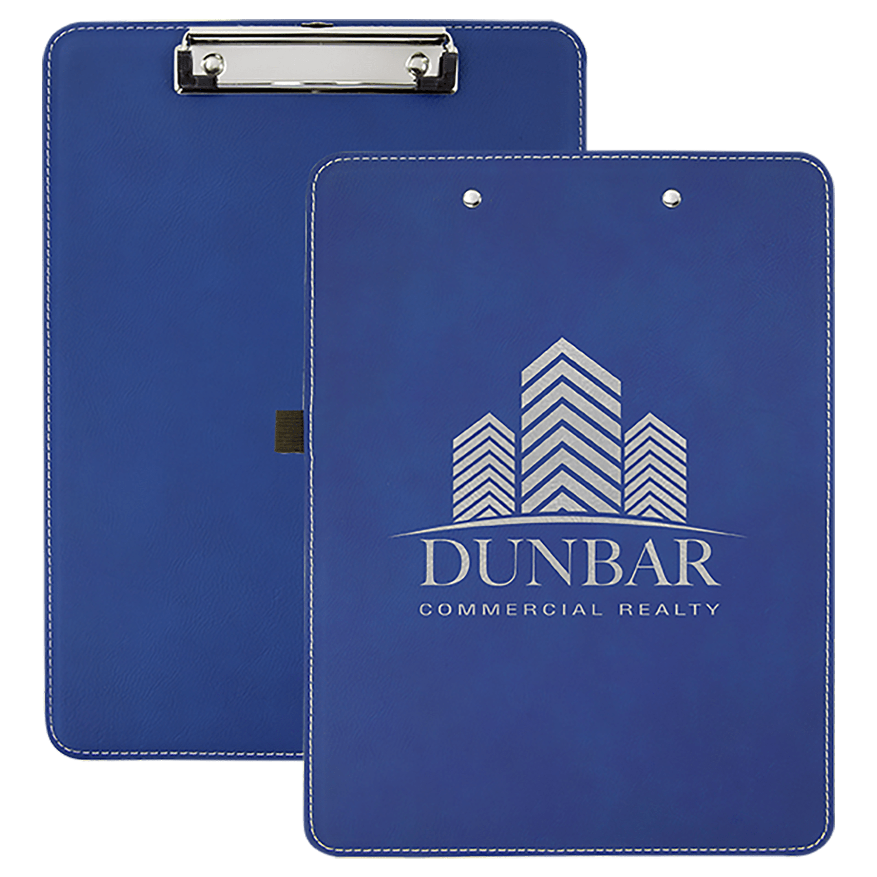 9" x 12.5" Blue/Silver Leatherette Clipboard