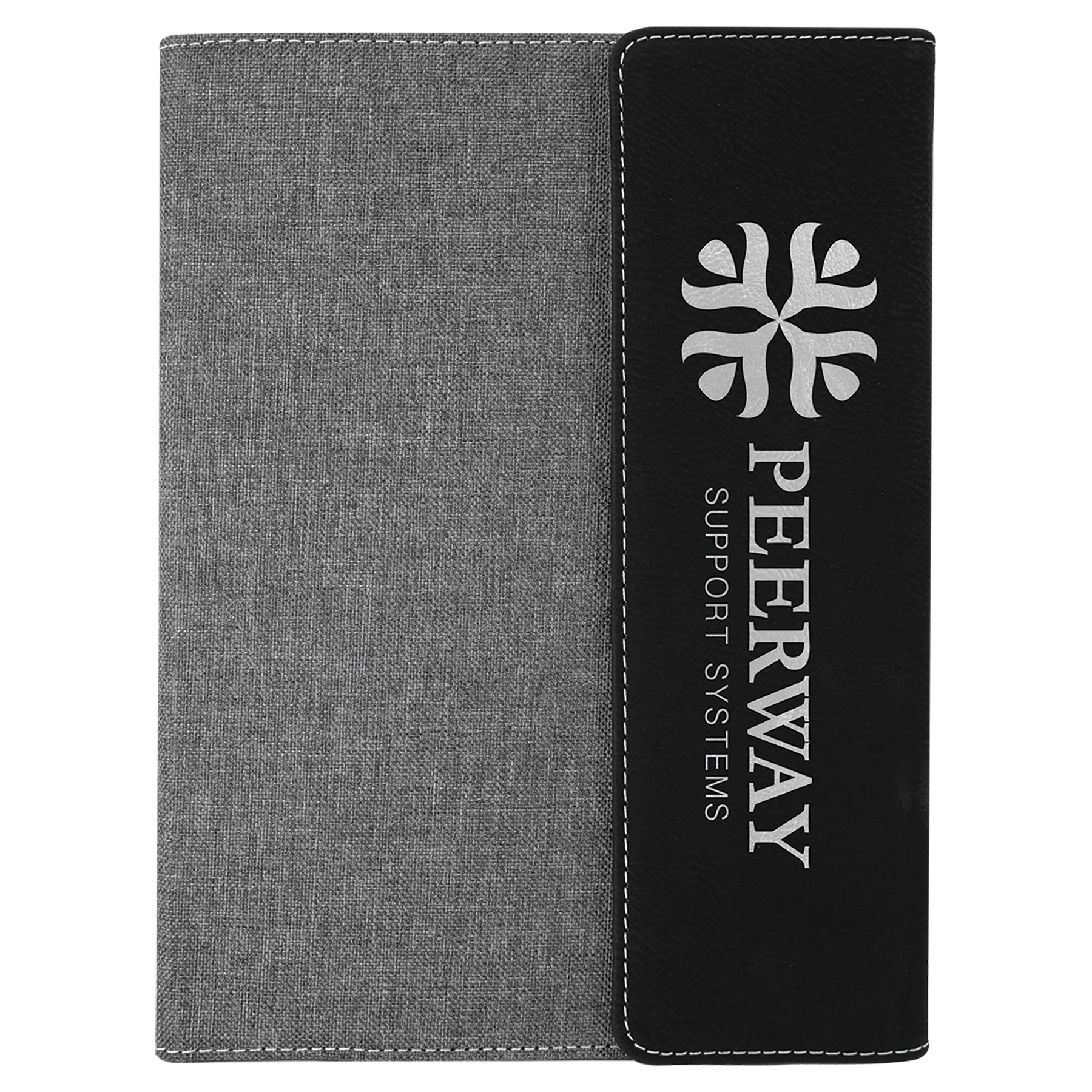 7" x 9" Black/Silver Leatherette/Gray Canvas Portfolio