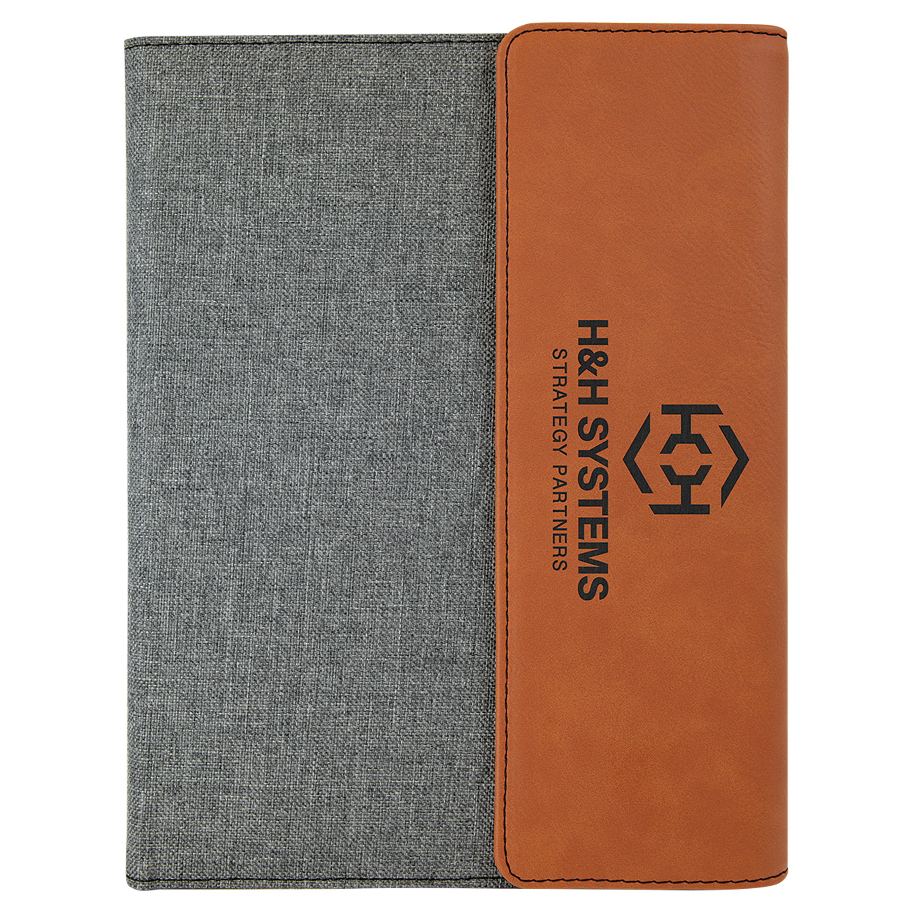 7" x 9" Rawhide Leatherette / Gray Canvas Portfolio