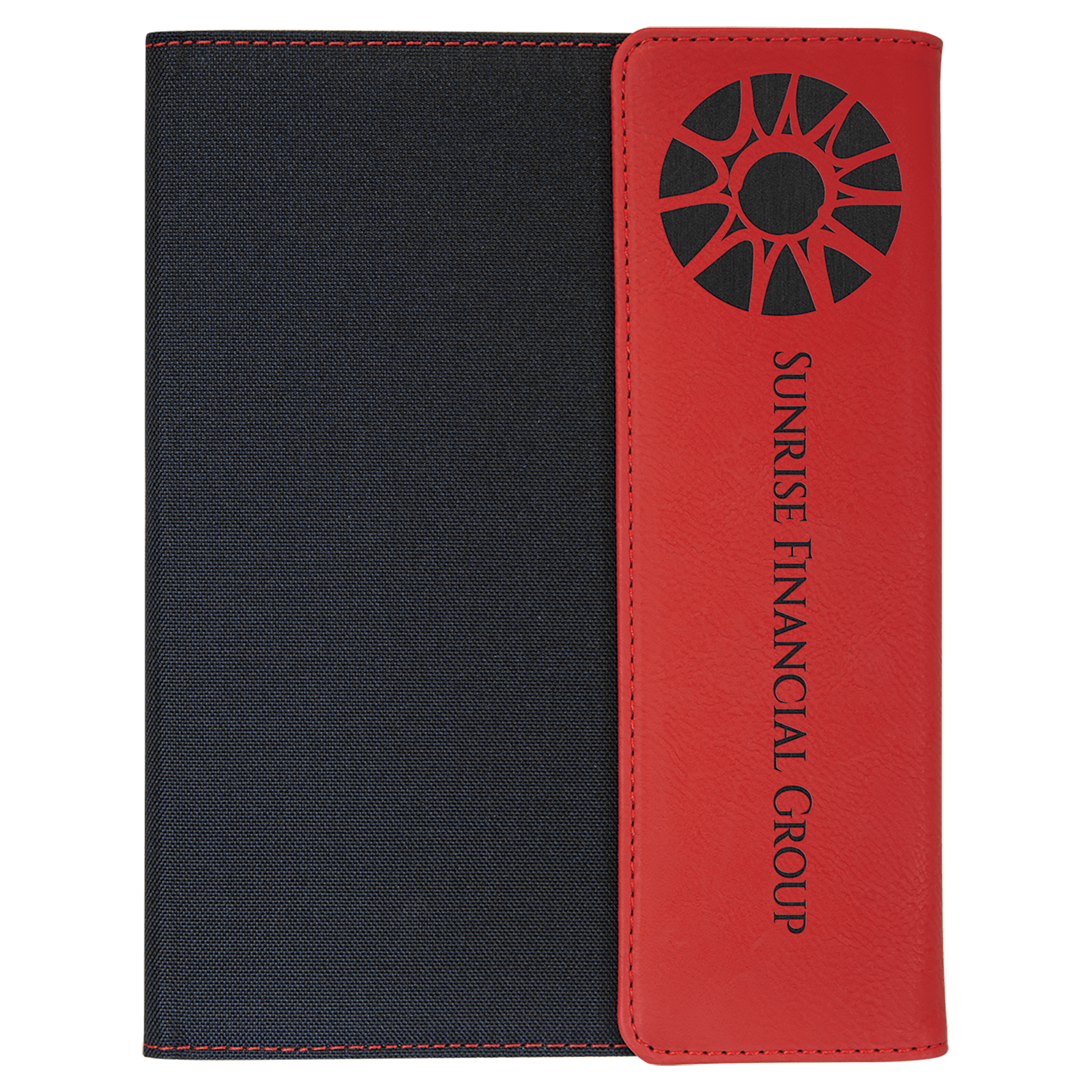 7" x 9" Red Leatherette / Black Canvas Portfolio w/Notepad