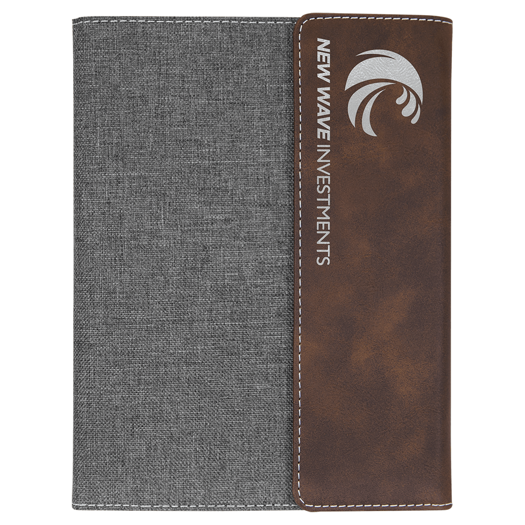 7" x 9" Rustic/Silver Leatherette / Gray Canvas Portfolio