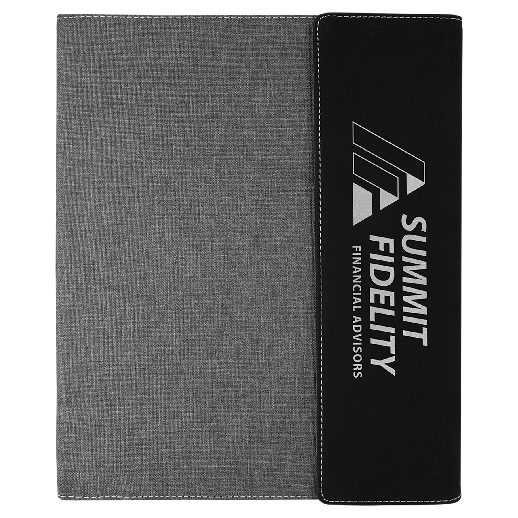 9.5"x12" Black/Silver Leatherette / Gray Canvas Portfolio