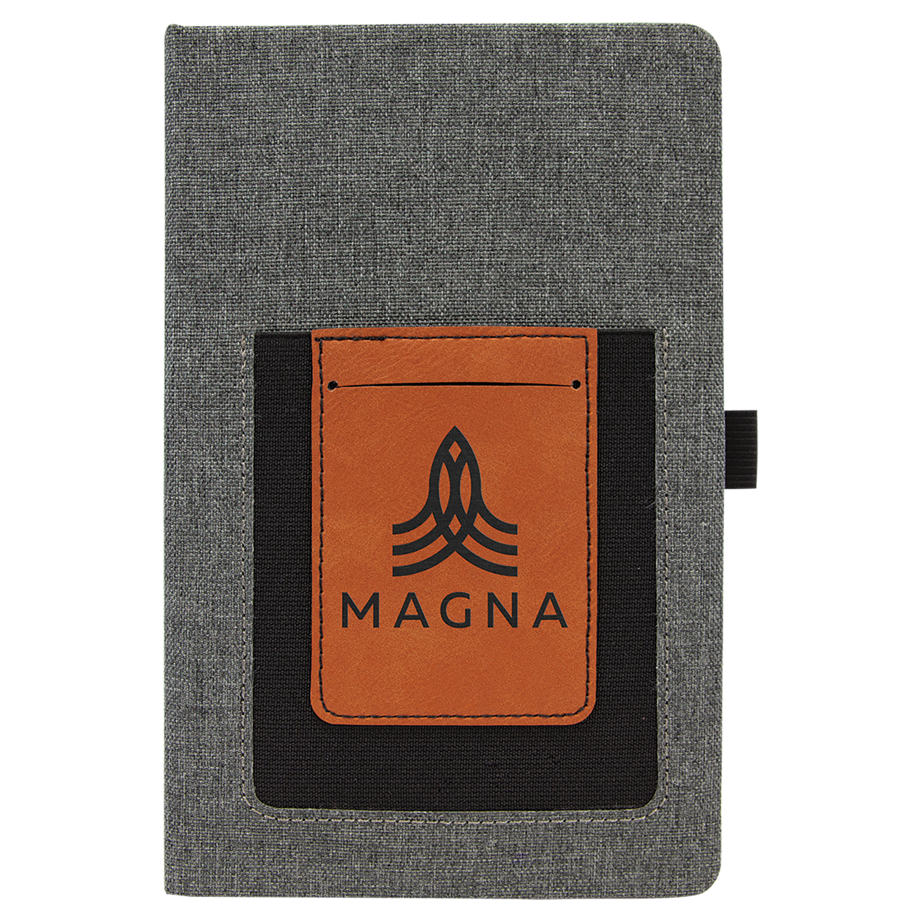 5.25" x 8.25" Gray w/Rawhide Leatherette Journal w/Cell Slot