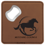 4" x 4" Square Dark Brown Leatherette Bottle Opener Coaster