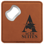 4" x 4" Square Rawhide Leatherette Bottle Opener Coaster