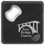 4" x 4" Square Black Leatherette Coaster w/Bottle Opener