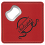 4" x 4" Square Red Leatherette Bottle Opener Coaster