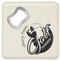 4" x 4" Square White Leatherette Bottle Opener Coaster