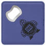 4" x 4" Square Purple Leatherette Bottle Opener Coaster