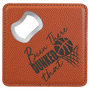4" x 4" Square Basketball Leatherette Bottle Opener Coaster