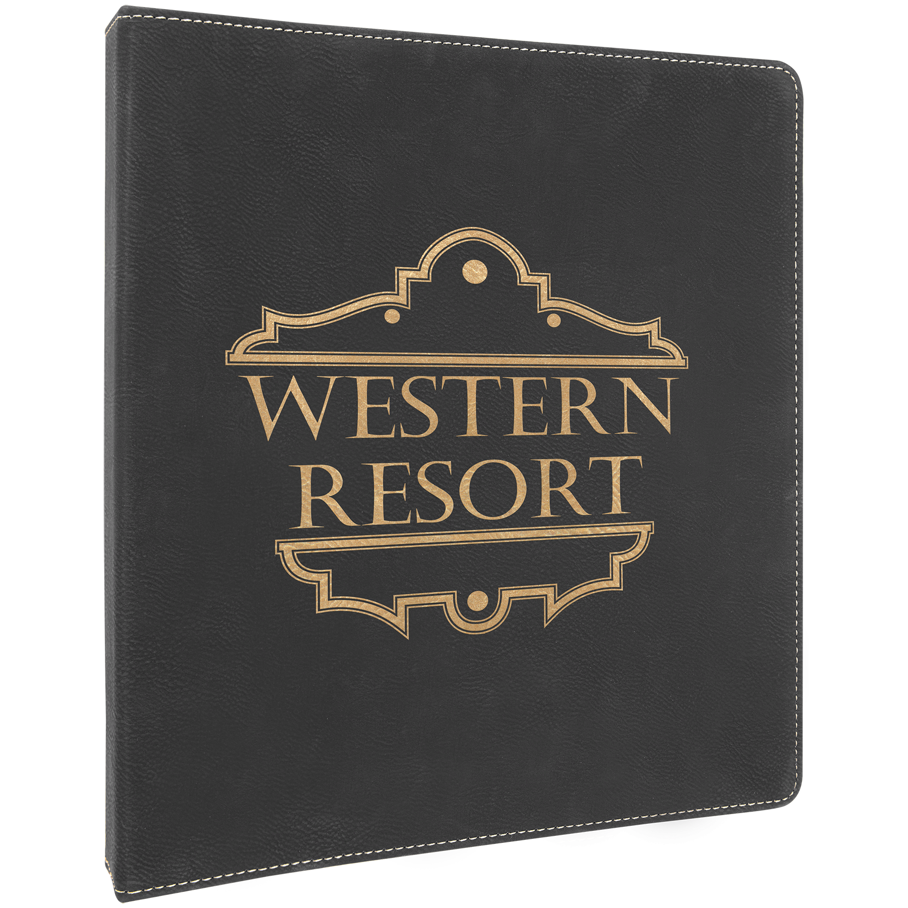 Black/Gold Leatherette 3 Ring Binder with 1" Slant D Rings