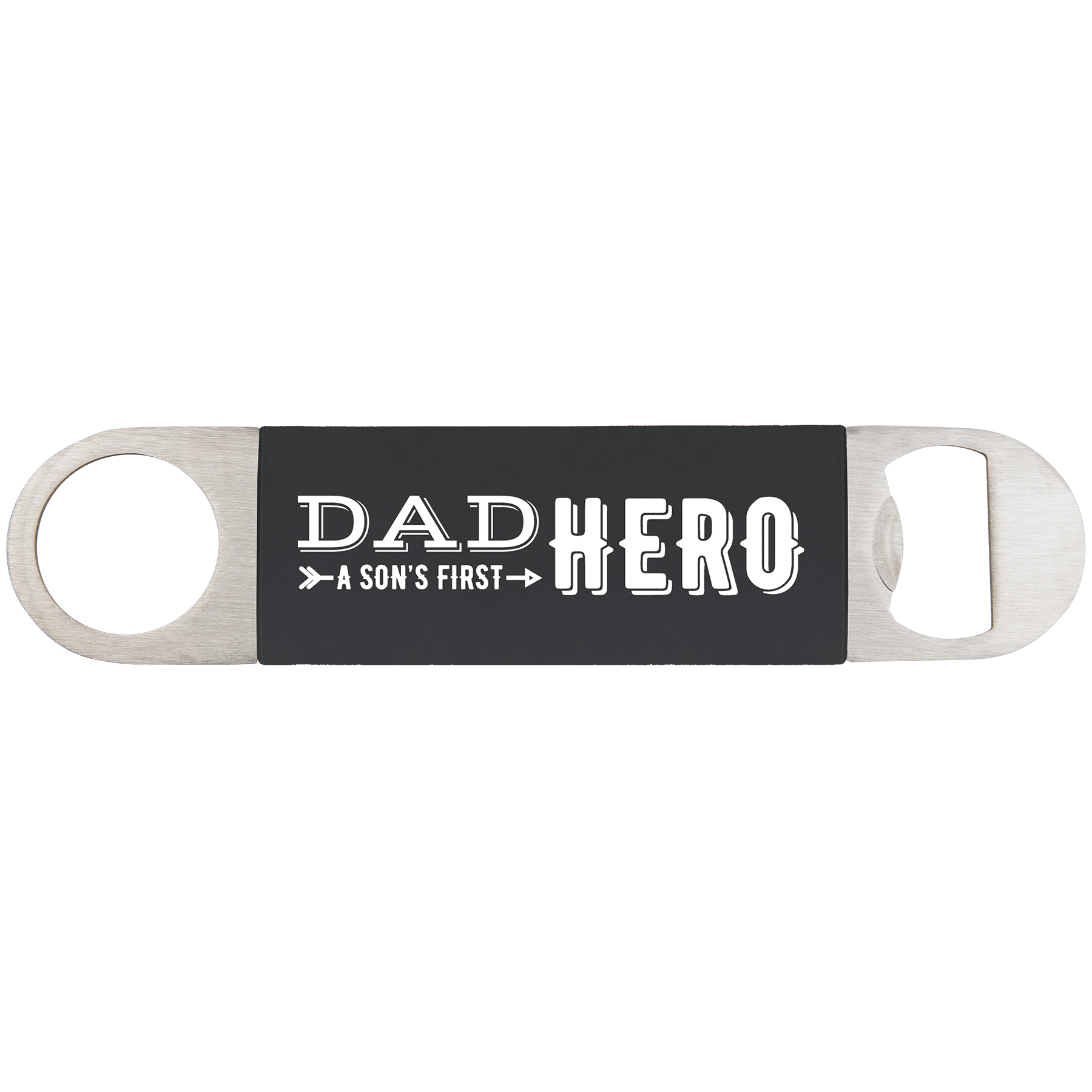 1.5" x 7" Black/White Bottle Opener with Silicone Grip